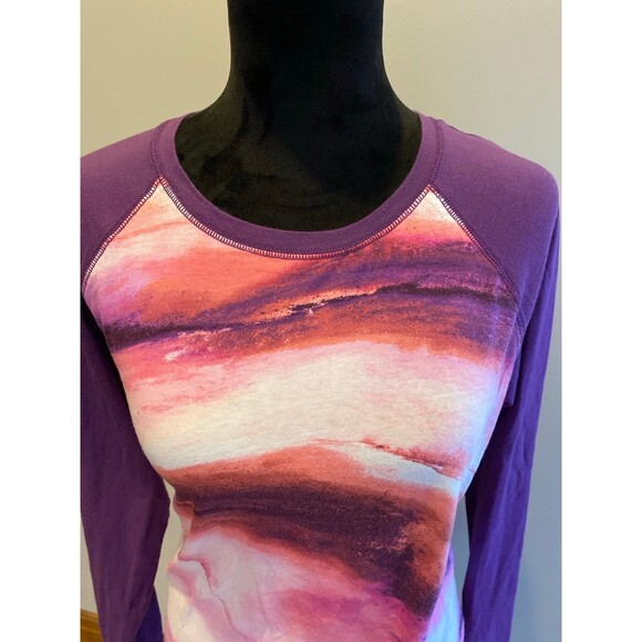 Tek Gear Athletic T Shirt Sz  Large Tie Dye Pink Purple Raglan Sleeves + Stretch - Picture 2 of 9